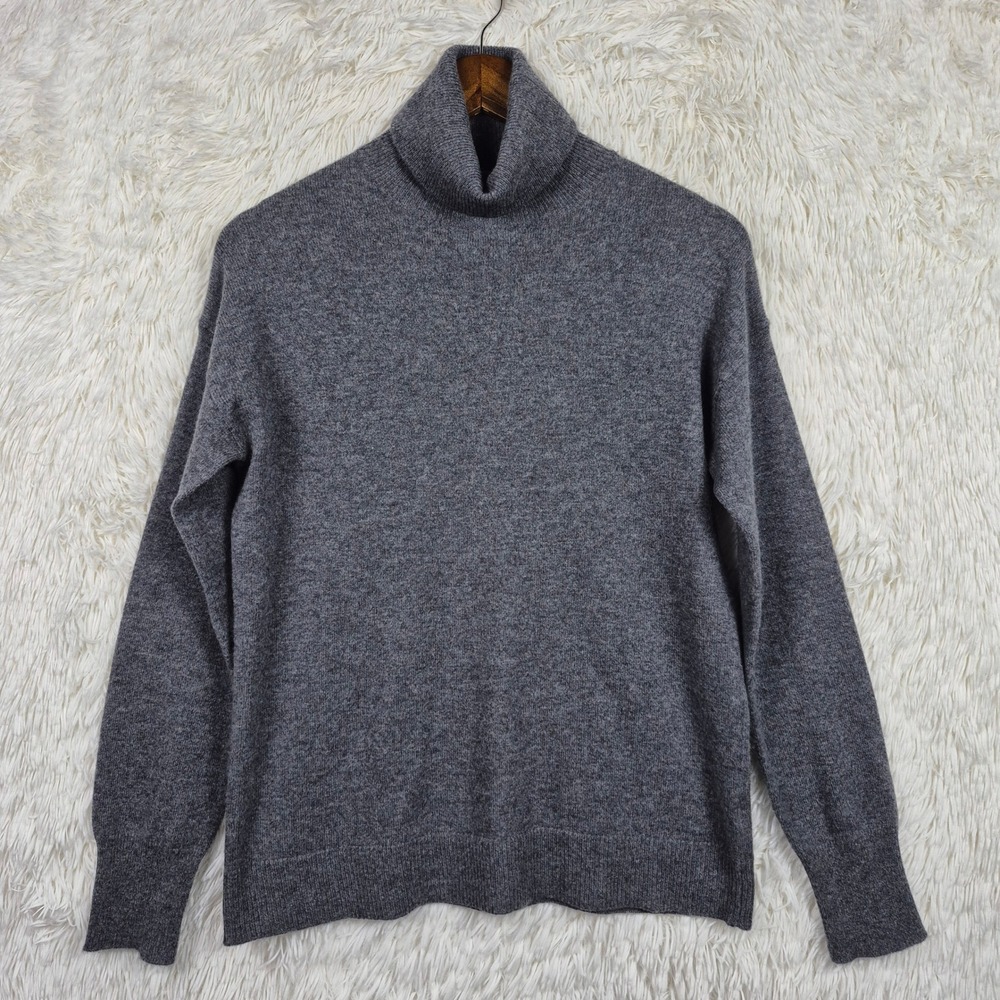 Nordstrom 100% Cashmere Turtleneck Sweater Charcoal Grey Womens XXS Quiet Luxury